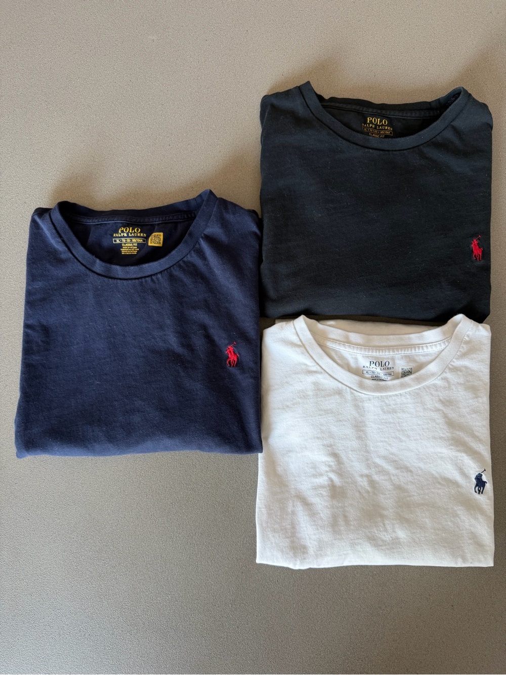 Polo by Ralph Lauren Short Sleeve Crew Tee Trio in Navy, Black, and White